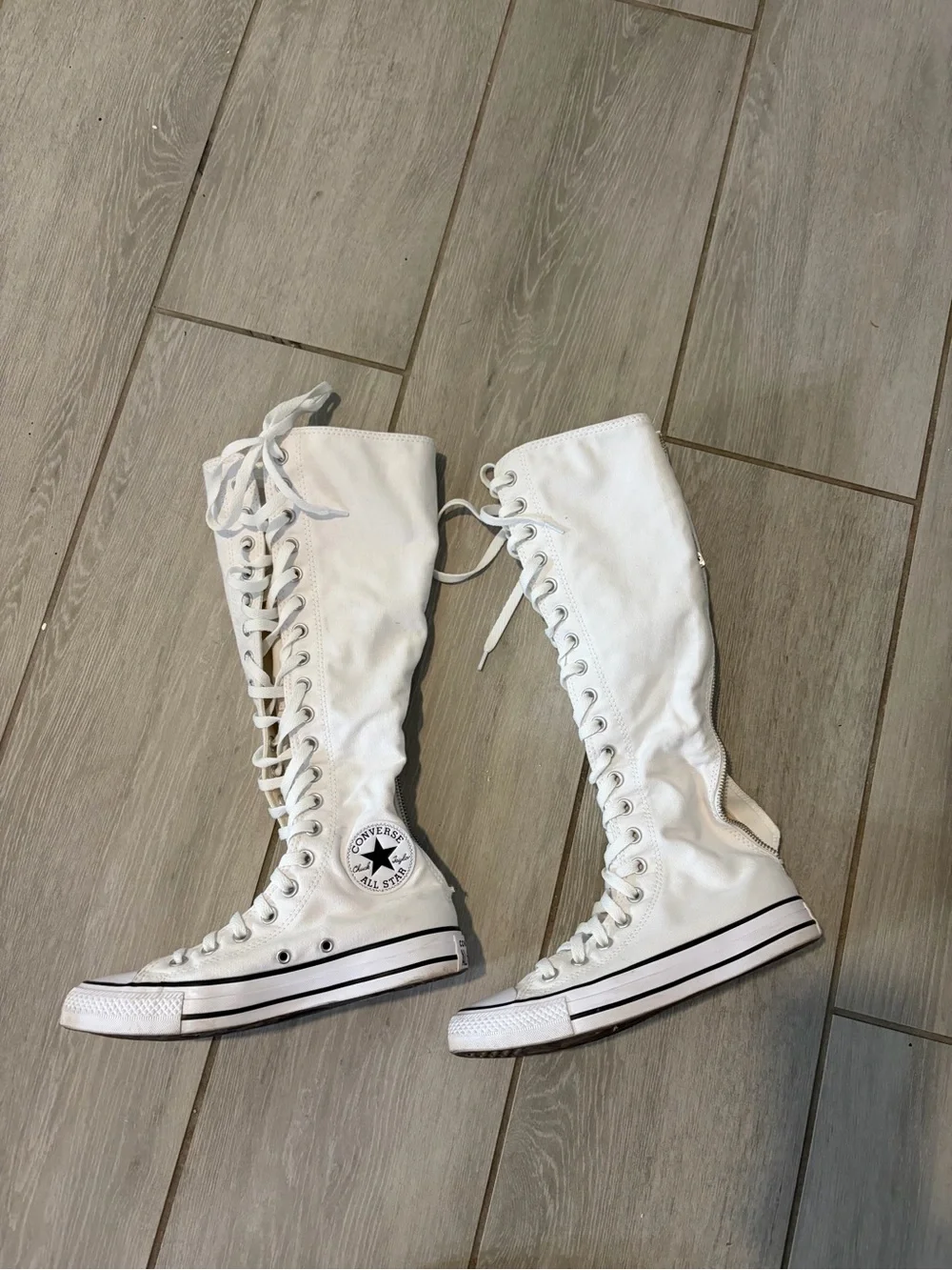 Converse White Over-the-Knee Lace-Up Canvas Boots